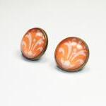 Orange Floral Earrings-bri..